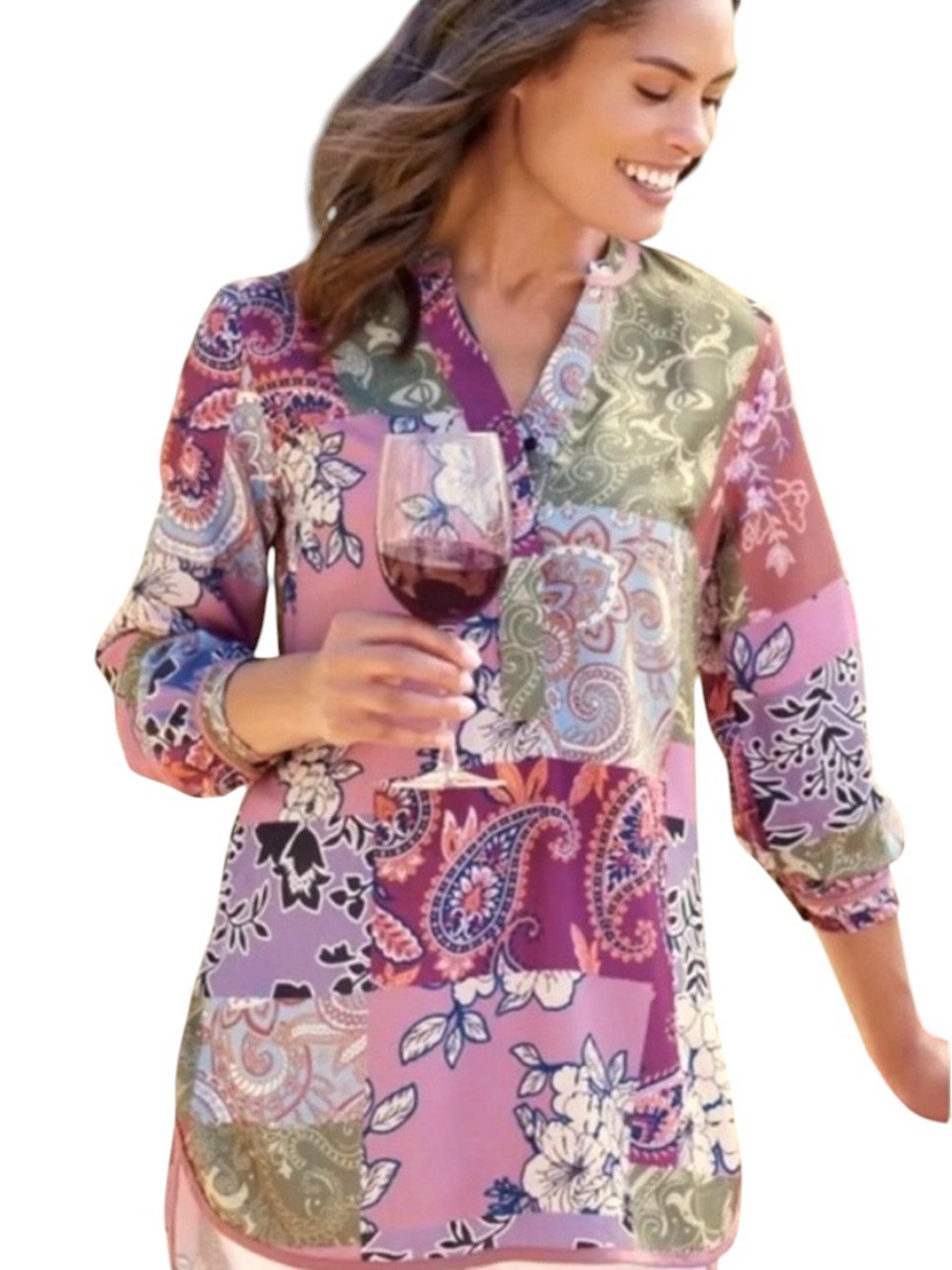 Soft Surroundings Alvadore Fleur Patchwork Tunic
